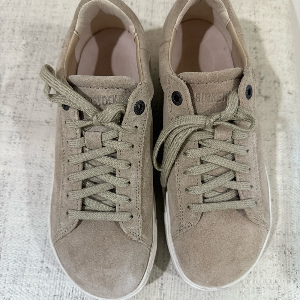 Birkenstock Tan Sneakers with Cushioned Sole and Lace-Up Design
